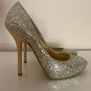 Miu Miu Silver & Gold Glitter Pumps